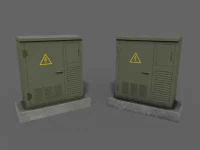 PBR Electric Box GreenGrey Low-poly 3D model