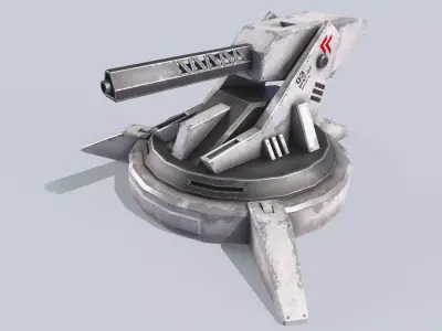 Scifi advance turret Low-poly 3D model