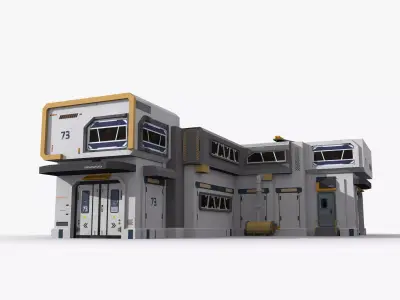 Factory Industrial Sci Fi x23 Low-poly 3D model