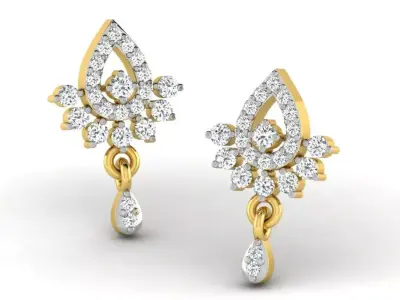 Gold Diamond Women Earring 3D print Model 3D print model 171