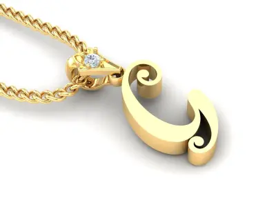 Alphabet V3 Light Gold  Font Pendant G 3D print model