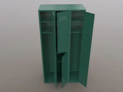 PBR School Gym Locker 04 - Green Dark Low-poly 3D model