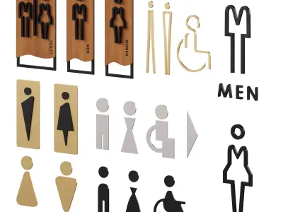 Restroom Directional Door Signs 3D model