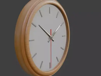 Wooden Wall Clock Clean 3D Model 3D model