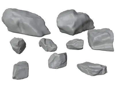 9 high detail rocks 3D model