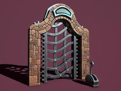 Fantasy gate Low-poly 3D model