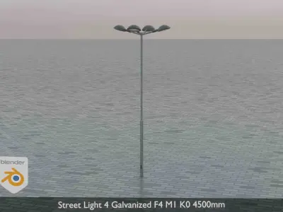 Street Light 4 Galvanized F4 M1 K0 4500mm Low-poly 3D model