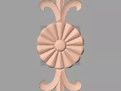 Furniture decorative flower 3D STL model for CNC carving E050 3D model