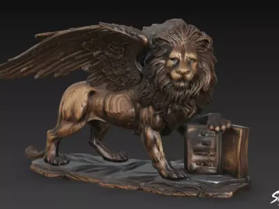 Lion Statue V46 Low-poly 3D model
