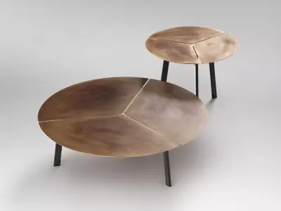 Placas coffee table with two legs and circular top 3D model