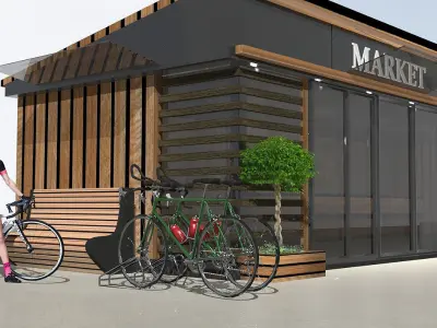 Barnhouse mini market Low-poly 3D model