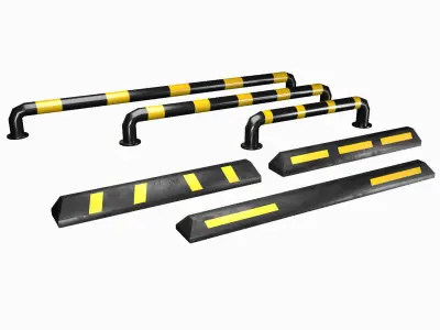 Parking wheel bumper Low-poly 3D model