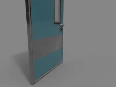 Metal Door single and double door with glass Low-poly 3D model
