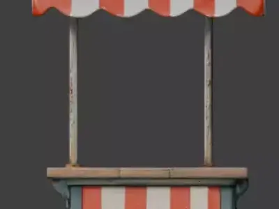 Vintage Circus Ticket Admission Booth 3D Model Low-poly 3D model