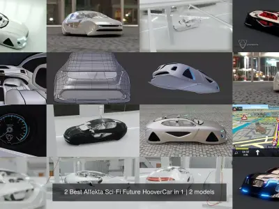 2 Best Affekta Sci-Fi Future HooverCar in 1 3D Model Pack