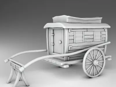 carriages wooden covered wagon 3D print model
