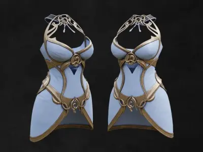 Angel Breast Armor Light female asset Low-poly 3D model