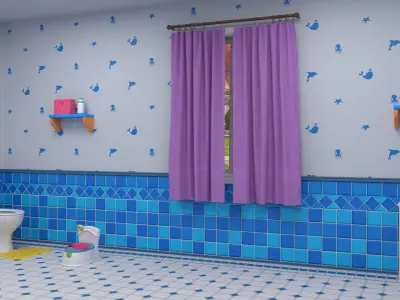 Cartoon Bathroom Low-poly 3D model purchase