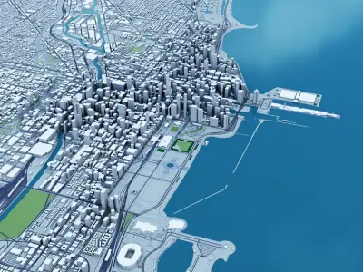 Chicago with Terrain 3D model