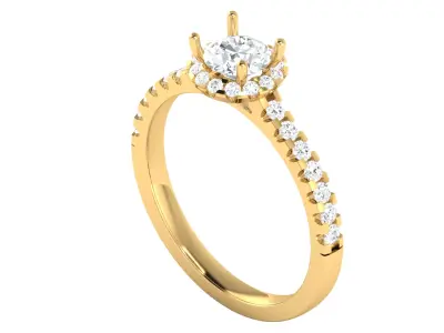 Small Round Halo Engagement Ring 3D print model