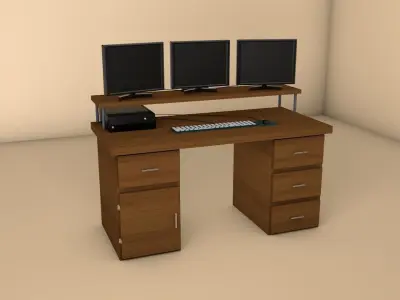 Wooden Desktop C4D Model Low-poly 3D model