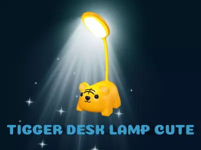Tiger Desk Lamp Cute Low-poly 3D model