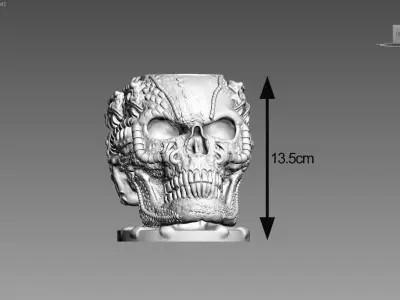 Robot Skull pen holder  Cyborg pen holder 3D print model