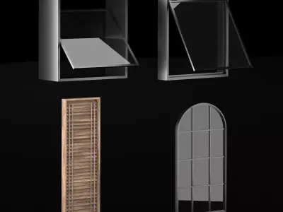 Modern Aluminum Wooden windows 3D model