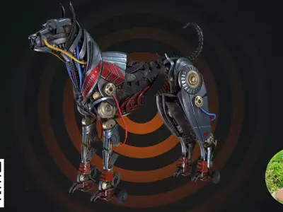 Futuristic Mech K9 - Rigged Cybernetic Guard Dog 3D model
