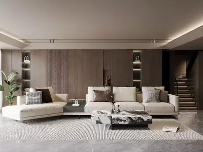 Italian Minimalist Living Room 3D model