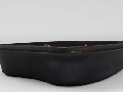 lunch box with fried noodles chicken vegetables 3D model