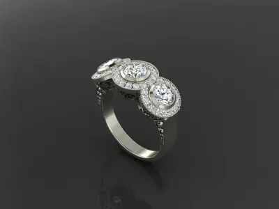Elegant Women Ring with Leaf Motif and Curved Line Design 3D print model