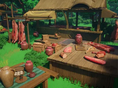 Stylized Asian Market Vol3 Gameready Low-poly 3D model