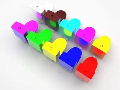 Metallic Colored Toilets Set 3D model