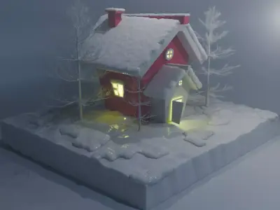 A 3d cartoon house model Low-poly 3D model