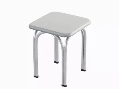Silver Steel Stool 02 3D model