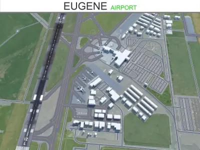 Eugene Airport 10km Low-poly 3D model