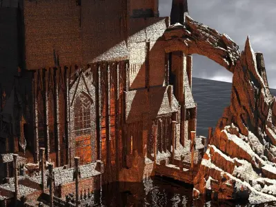 Deep Cathedral Cliff range Kitbash 1 3D model