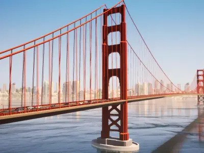Bridge Golden Gate Low-poly 3D model
