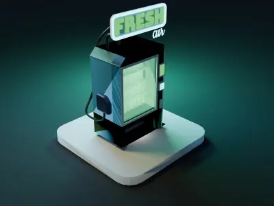 3D stylized vending machine with a sleek and modern design Low-poly 3D model