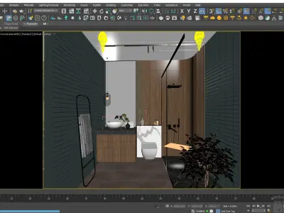 Modern Minimalist Bathroom Interior Scene 3D model