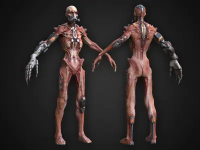 Cyber Zombie Low-poly 3D model