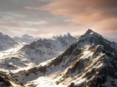 Mountain Winter and Summer Low-poly 3D model