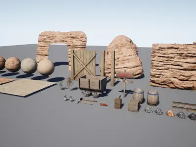 Desert Mining Props Low-poly 3D model
