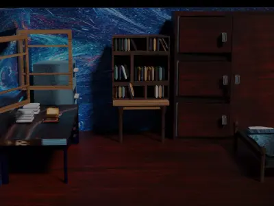 3d model of a bedroom Free low-poly 3D model