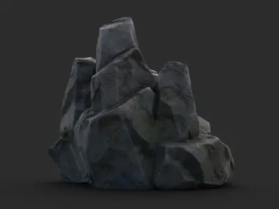 Rock Buddha 1004 - Grey Jagged Stone Low-poly 3D model