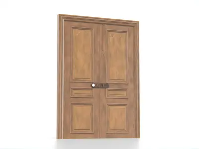 Antique Wooden Double Door Low-poly 3D model