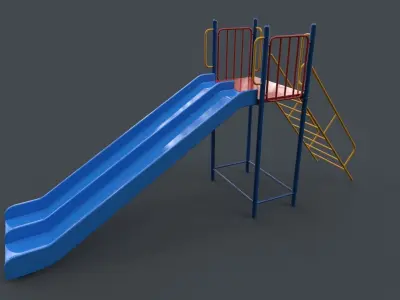 PBR Modular Outdoor Straight and Wave Slide B Low-poly 3D model