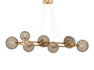 SILVANA gold chandelier with six glass balls hanging from it 3D model