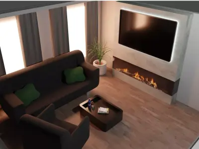 Blender 3D Living room Low-poly 3D model